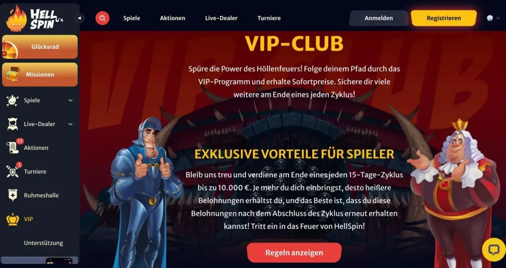 HellSpin VIP Club - Exclusive benefits and loyalty rewards for players