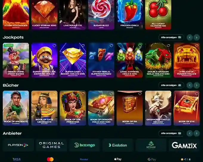 Casino-Lobby mit Slots, Crash-Games und Live-Casino bei SavaSpin